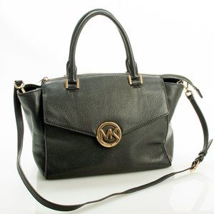 Michael Kors Pebbled Black Leather Satchel